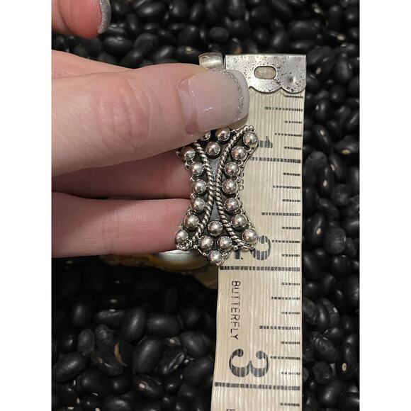 Native American SW Sterling Silver Dome Pearl Studded Solid Shield Pendant - Picture 8 of 8